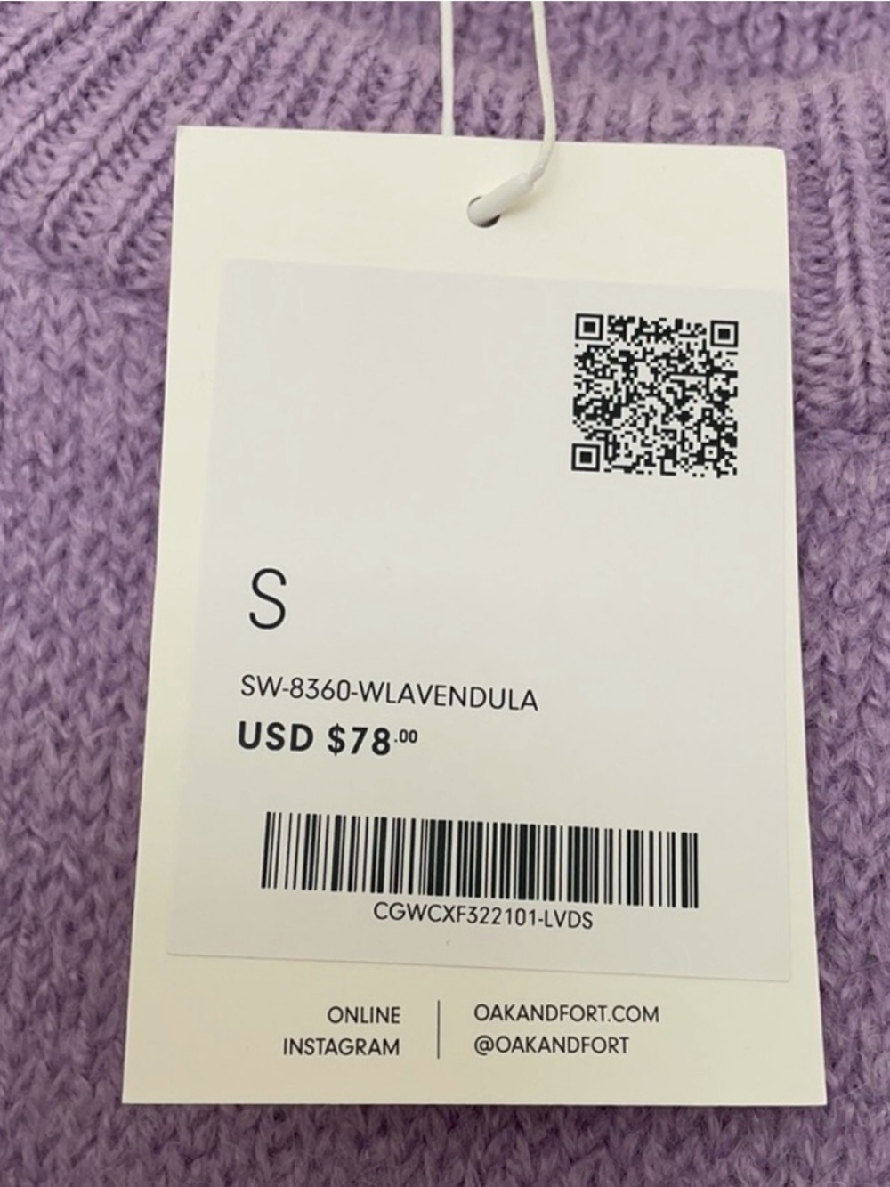 OAK + FORT Pastel Lavender Crewneck oversized Sweater - Picture 4 of 5